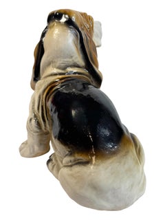 Ceramic Basset Hound Figure by King, vintage Mid Century Modern
