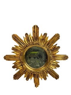 Sunburst Starburst Mirror Gilt Wood Stucco, Italy, circa 1960s