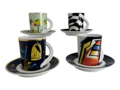 Collection 4 Espresso Coffee Cup and Saucer Art Porcelain Rosenthal Studio Line