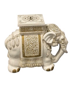 Hollywood Regency Chinese Ceramic Gold Cream Color Elephant Garden Plant Stand