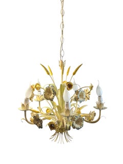 Beautiful Mid Century Hollywood Regency Five-Light Chandelier 1960s