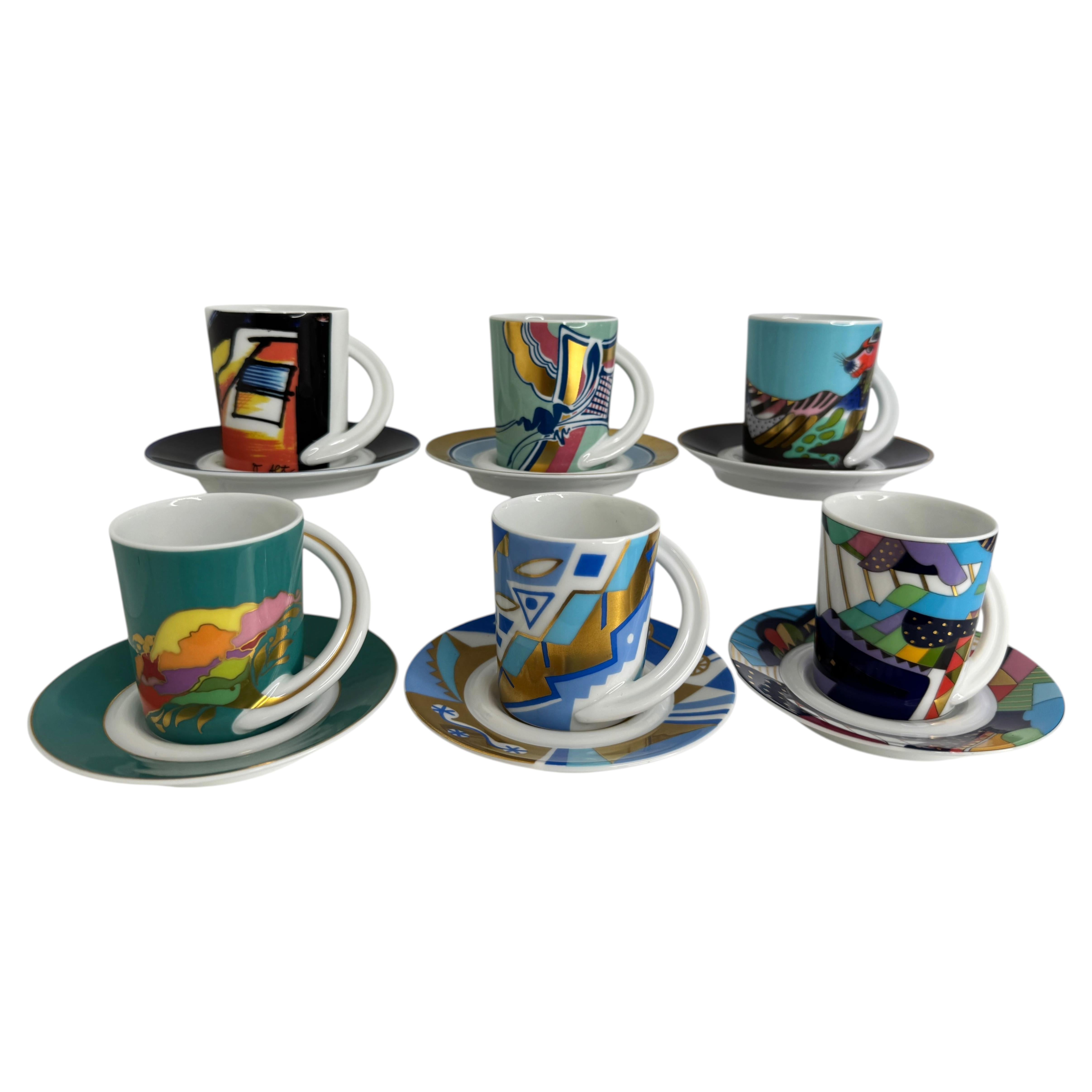 Collection 6 Espresso Coffee Cup and Saucer Art Porcelain Rosenthal Studio Line