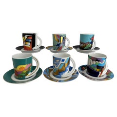 Collection 6 Espresso Coffee Cup and Saucer Art Porcelain Rosenthal Studio Line