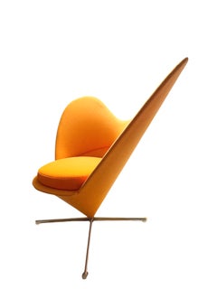 Vintage Verner Panton Heart Cone Chair in Original Orange Upholstery
