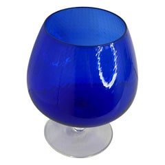 Bellissimo vaso di vetro o calice di grandi dimensioni del produttore italiano Empoli, Italia, anni '60