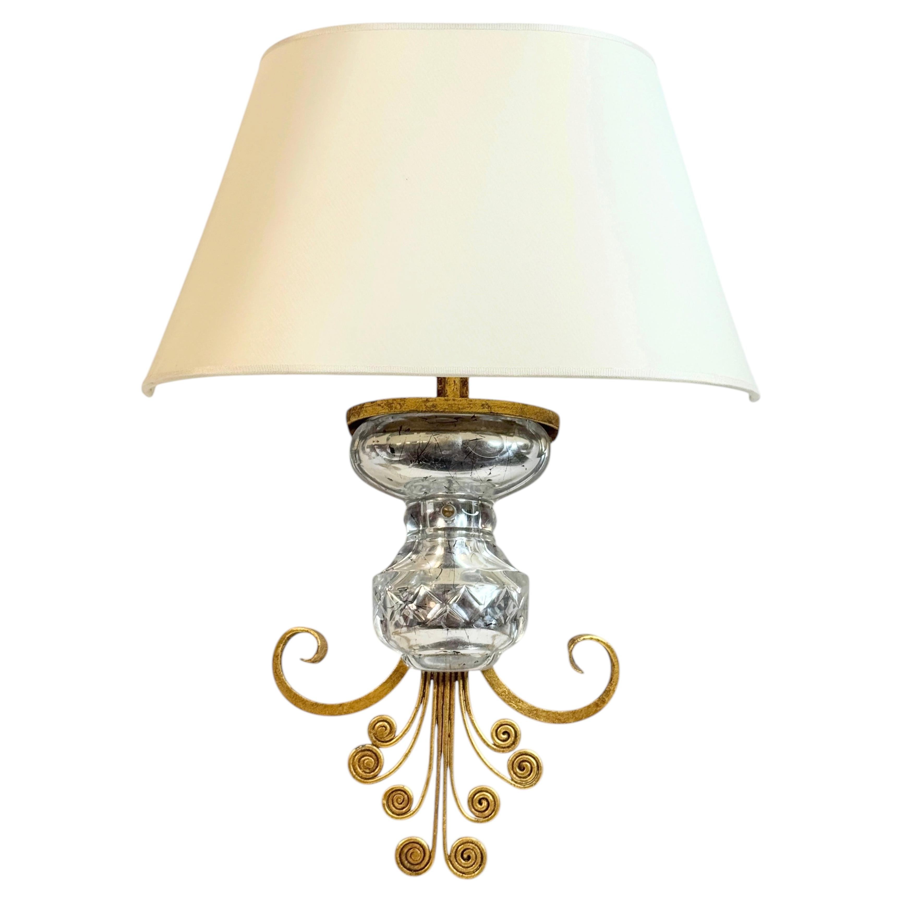 Monumental Italian Crystal Urn Motif Flower Wall Sconce by Banci Bagues Style For Sale