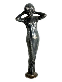 Vienna Bronze Style Art Nouveau Lady Signet Antique, Austria, 1900s