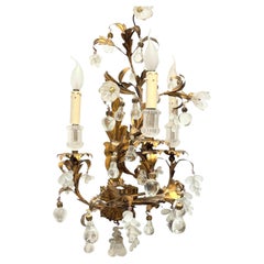 Monumental Banci Firenze gilt Crystal Grape and Pear Wall Light Bagues Style