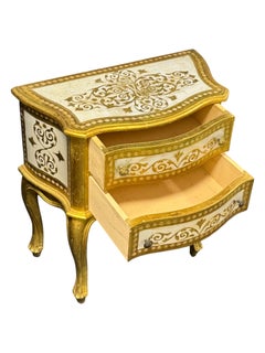 Gilded Wood Florentine Hollywood Regency Style Tole Cupboard Chest of Drawers