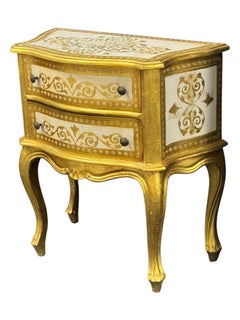 Gilded Wood Florentine Hollywood Regency Style Tole Cupboard Chest of Drawers