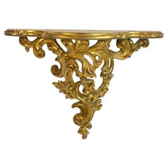 Gilt Toleware Wall Mount Console Hollywood Regency Style, Vintage Italy