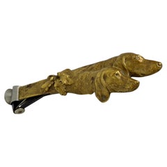 Antique Setter Dog Head Figural Cigar Cutter, Bronze, Austria, 1900s