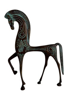 Patinated Etruscan Horse Sculpture Weinberg Style 1970s, Greece