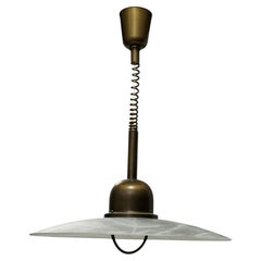Large Murano Glass Pendant Lamp with burnished Suspension, Vintage Italy