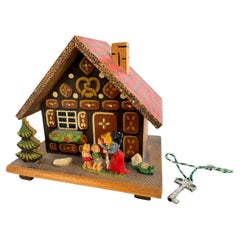 Handmade Wooden Hansel & Gretel Gingerbread House Piggy Bank, Germany 1950s