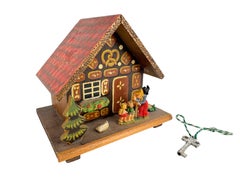 Handmade Wooden Hansel & Gretel Gingerbread House Piggy Bank, Germany 1950s