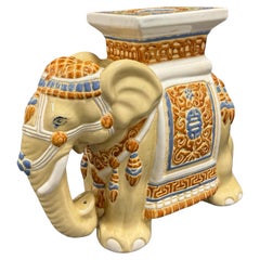 Hollywood Regency Chinese Ceramic Elephant Garden Plant Stand