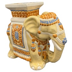 Hollywood Regency Chinese Ceramic Elephant Garden Plant Stand