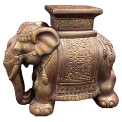 Hollywood Regency Chinese Ceramic Elephant Garden Plant Stand