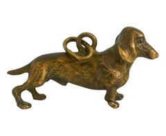 Early 20th Century Dachshund Dog Austrian Vienna Bronze Miniature Pendant Charm