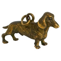 Early 20th Century Dachshund Dog Austrian Vienna Bronze Miniature Pendant Charm