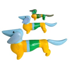 Set 3 Munich Olympic Games 1972 Rubber Mascot Waldi Dog Dachshund Vintage German
