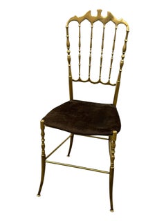 Solid Brass Italian Mid-Century Modern 'Chiavari' Vanity or Side Chair