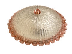 Charmant lustre en verre de Murano italien, rose et transparent comme la glace, Italie