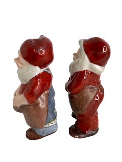 Two Cheerful Santa Gnome or Elf Christmas Decoration Sweden 1970s