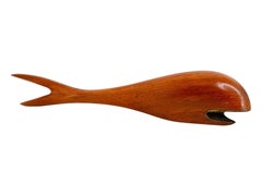 Mid Century Modern Danish Wood Bottle Opener Shaped as Whale, Denmark 1960s