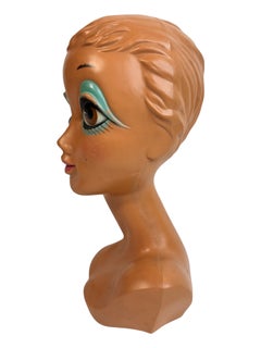 Testa da manichino iconica di Twiggy, vintage tedesca, design Space Age