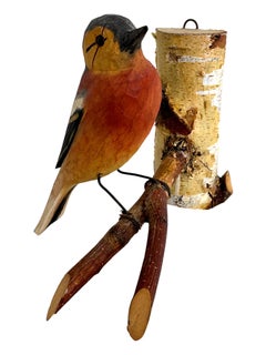 Chaffinch Bird Viechtauer Hand Carved Wood Black Forest Folk Art Austria