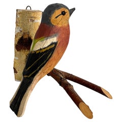 Chaffinch Bird Viechtauer Hand Carved Wood Black Forest Folk Art Austria