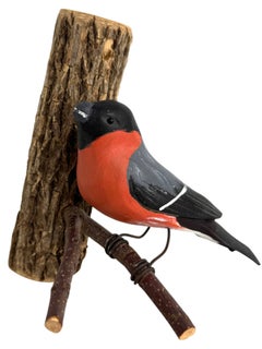 Bullfinch Bird Viechtauer Hand Carved Wood Black Forest Folk Art Austria