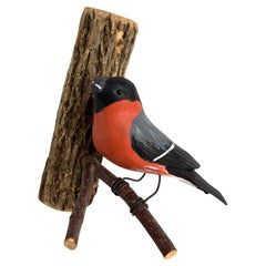 Bullfinch Bird Viechtauer Hand Carved Wood Black Forest Folk Art Austria