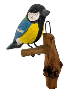 Mésange charbonnière, oiseau de Viechtauer, sculpté à la main dans du bois, art populaire de la Forêt-Noire, Autriche
