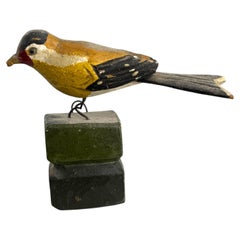 Pájaro jilguero de Viechtauer, tallado a mano en madera, arte popular de la Selva Negra, Austria