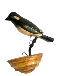 Hand-Carved Wooden Bird Sculpture, Viechtauer Folk Art, Austria