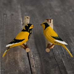Two Bird Viechtauer Style Hand Carved Wood Black Forest Folk Art Germany