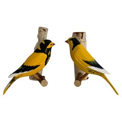 Two Bird Viechtauer Style Hand Carved Wood Black Forest Folk Art Germany
