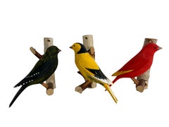 Three Bird Viechtauer Style Hand Carved Wood Black Forest Folk Art Germany