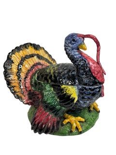 Colorful Hand-Painted Italian Ceramic Turkey Tureen by Bassano, 1960s