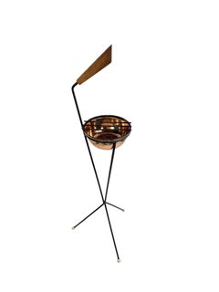 Vintage European Metal Ashtray, Tripod Design, Mid-Century 1950s