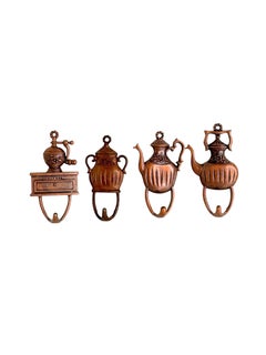 Vintage Metal Kitchen Wall Hooks Set, Copper Patina, Germany, 1960s