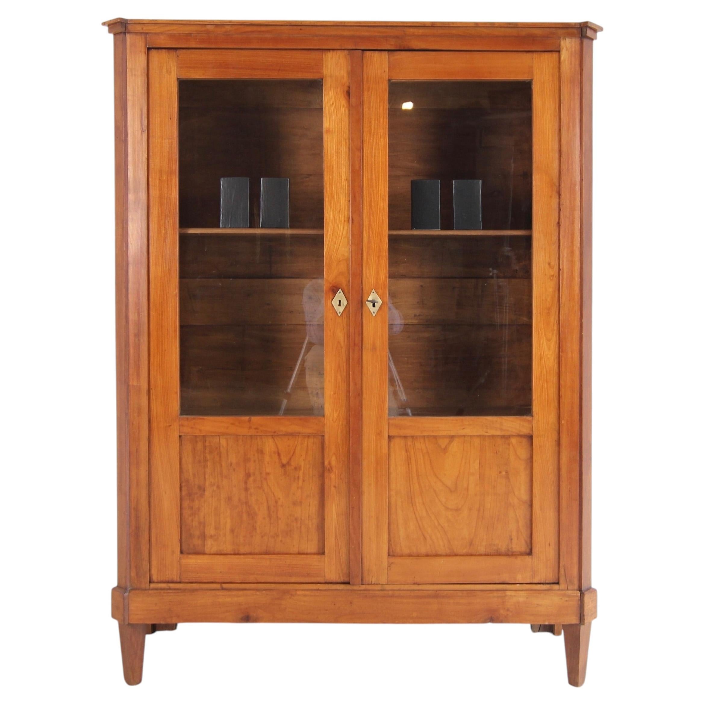 19th Century Biedermeier Display Cabinet in Cherrywood For Sale