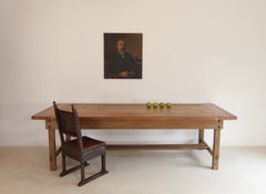 Large Early 20th Century Oak and Pine Wood Table