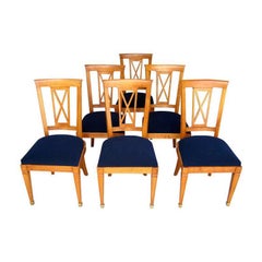 Set of 6 French Cherrywood Dining Chairs Attributed to Baptistin Spade