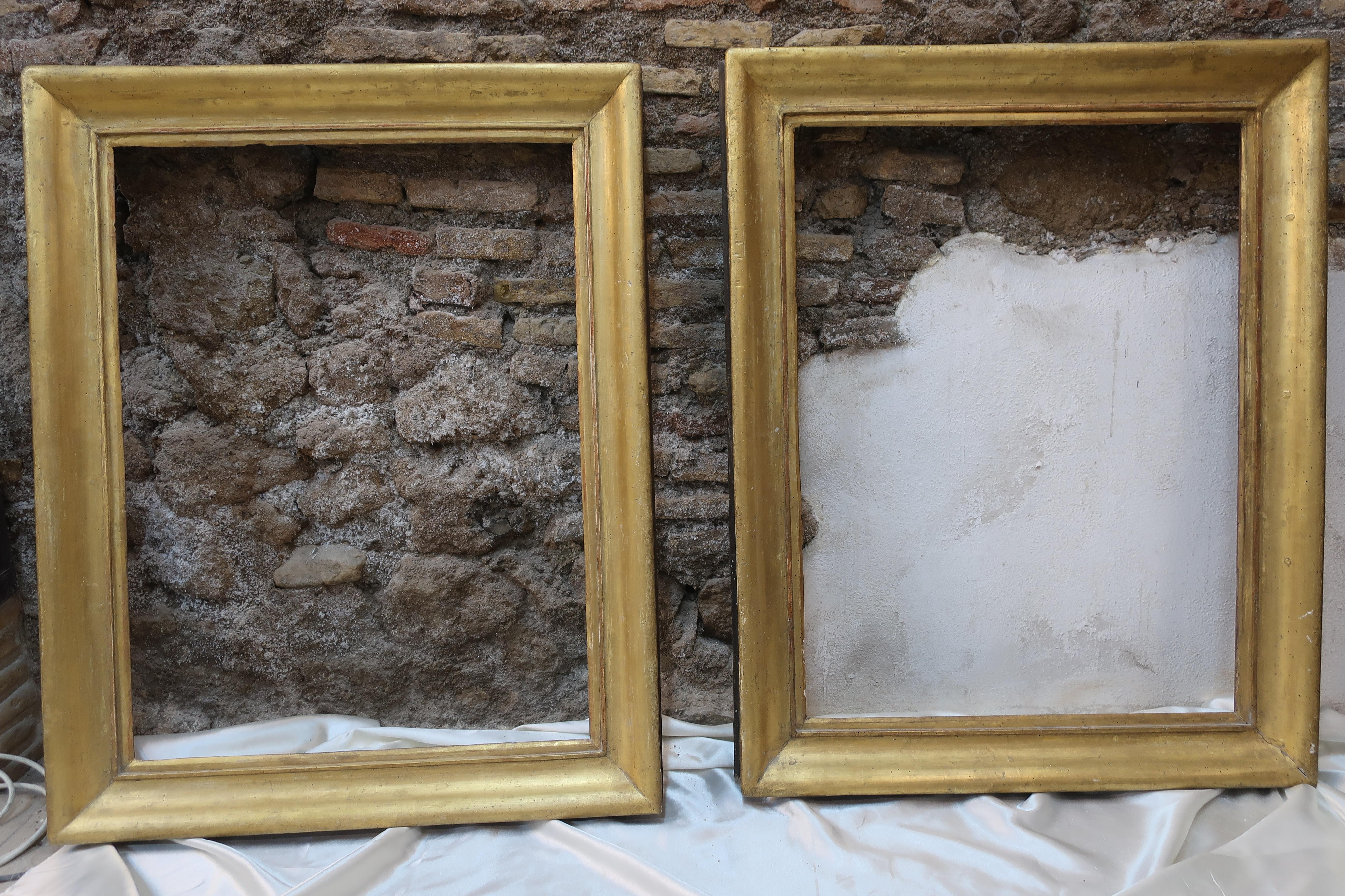 Louis XVI 18th Century Pair of Identical Frames Gilded in Pure Gold Leaf For Sale