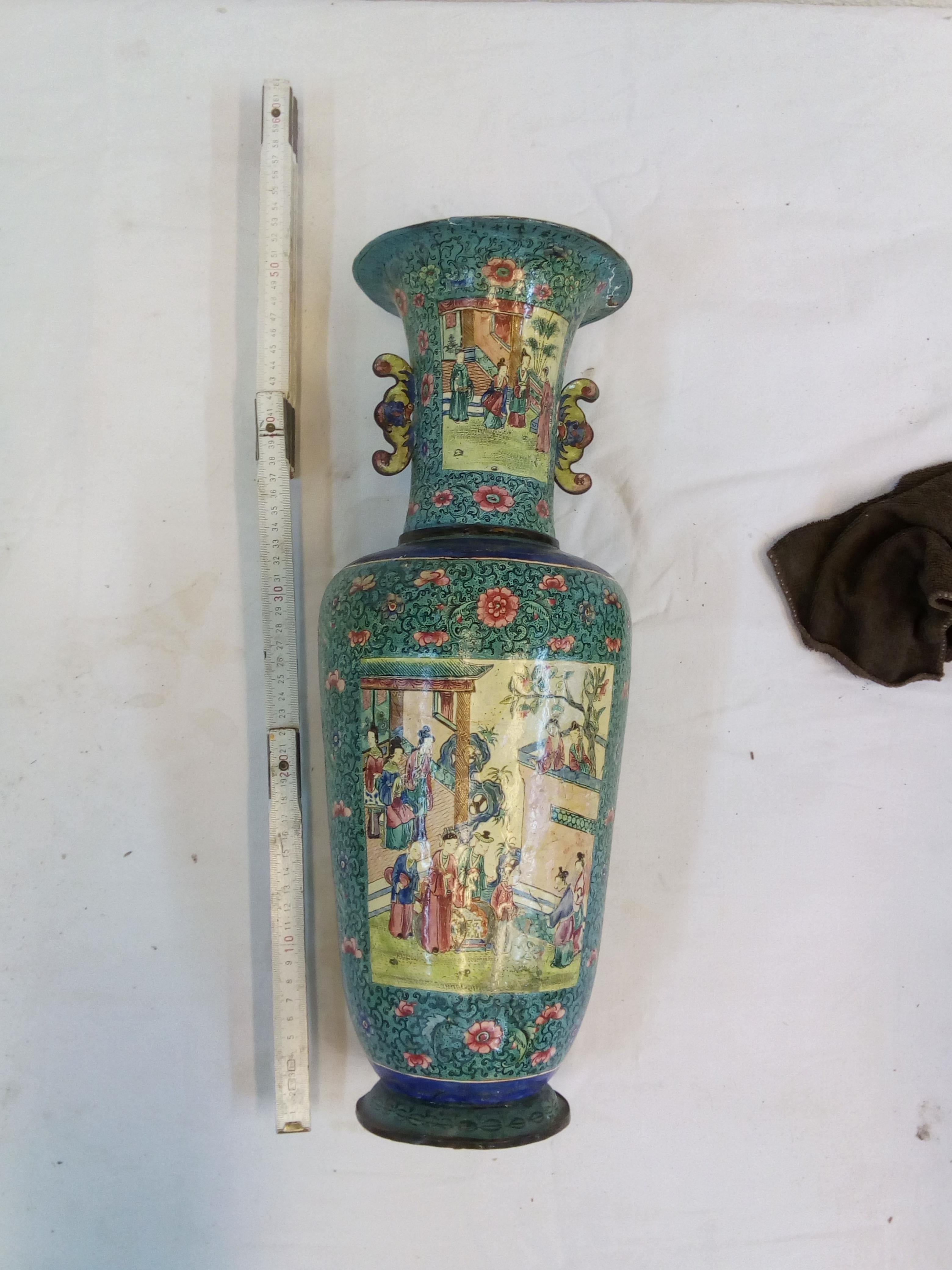 Ceramic 18th Century French Chinoiserie Vase  For Sale