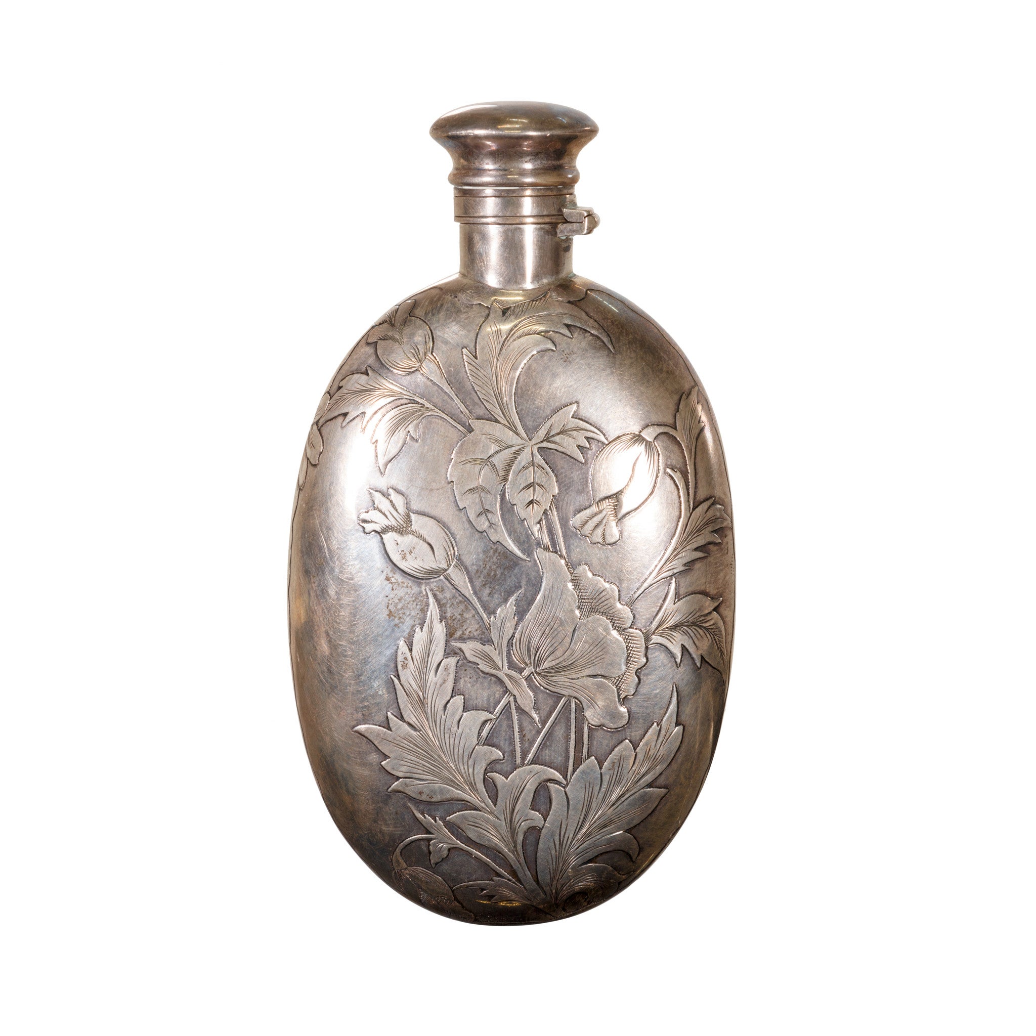 Stunning Sterling Silver Flask For Sale at 1stDibs